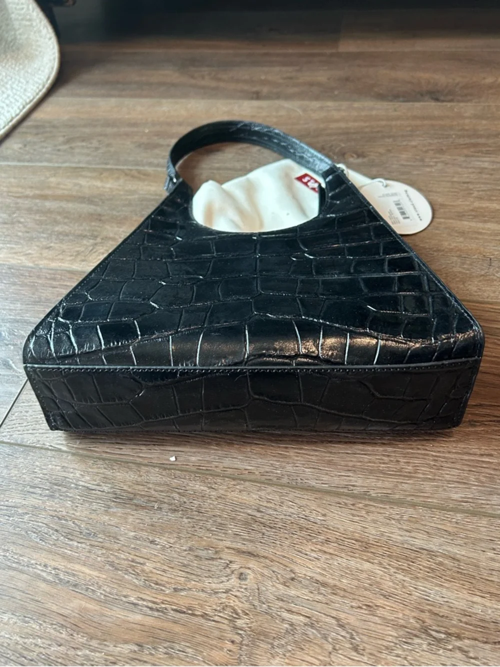 NWT Staud Rey Bag, black embossed croc - Picture 6 of 10